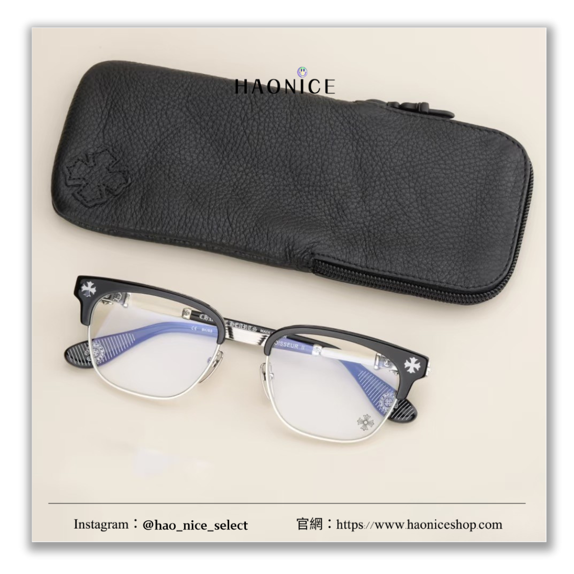 【HAO NICE】高奢感⚡️Chrome Hearts克羅心 BONENNOISSEUR II 復古 文青風 半框式鏡框 眼鏡