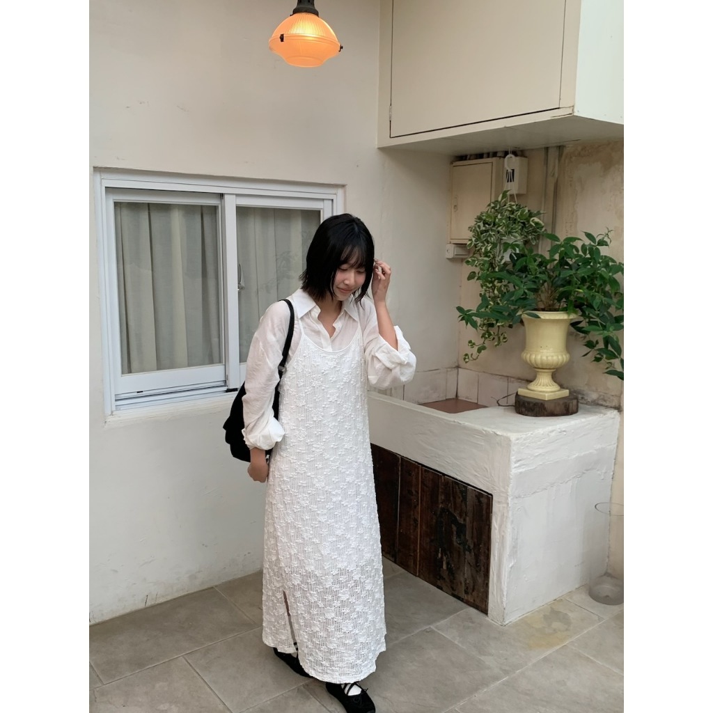 A21質感top1 附繞脖重工緹花洋裝 #5259