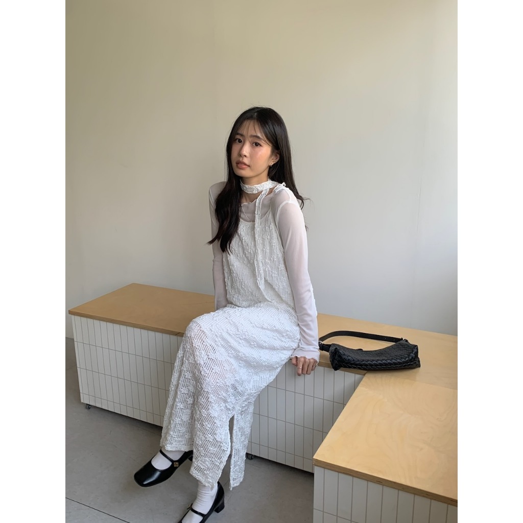 A21質感top1 附繞脖重工緹花洋裝 #5259