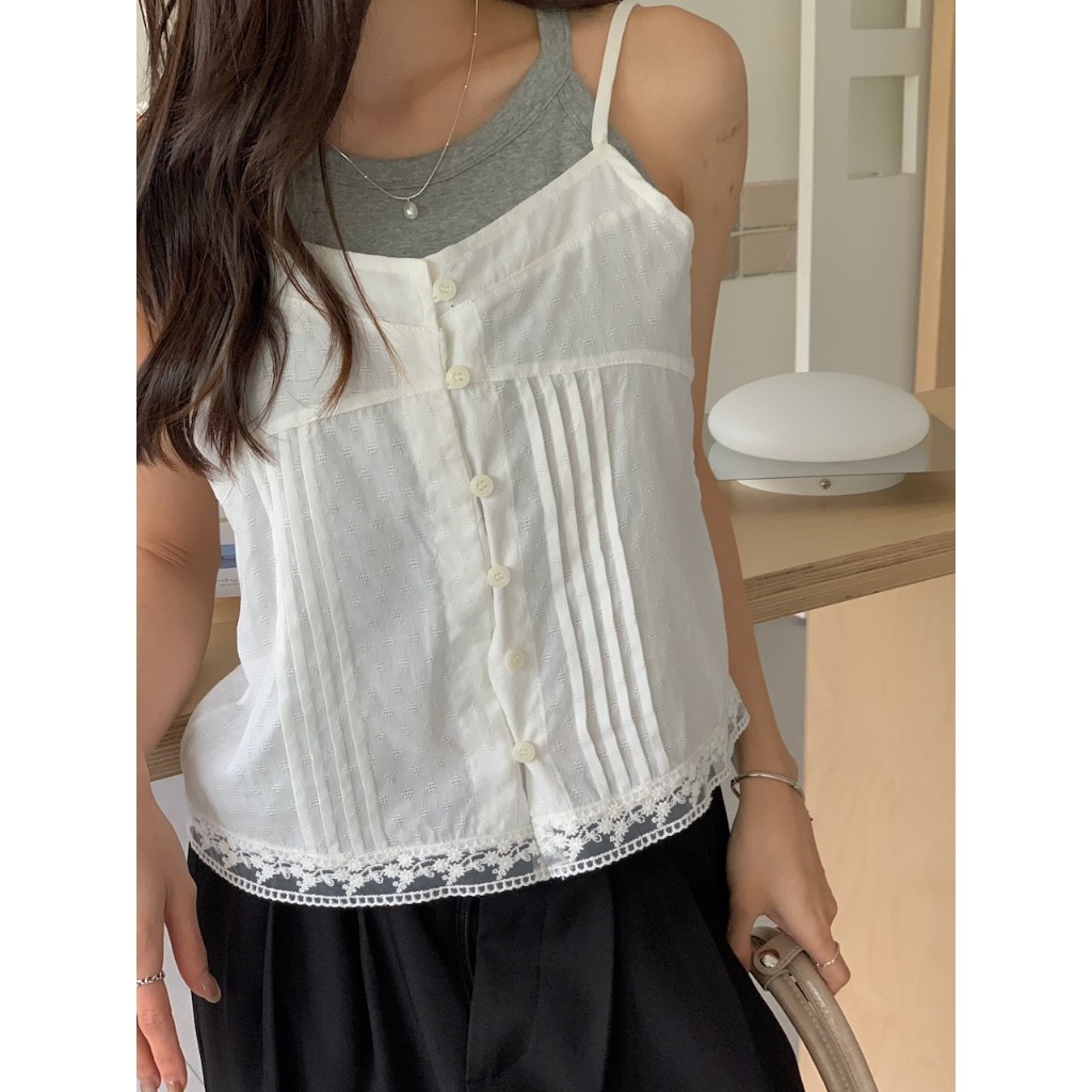 A25 法式吐司提花蕾絲小吊帶 #8505