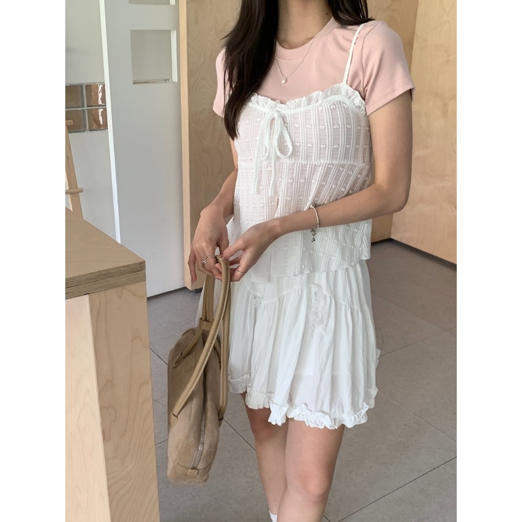 A26 一瞬間好心動！彈力愛心刺繡小吊帶 #8506