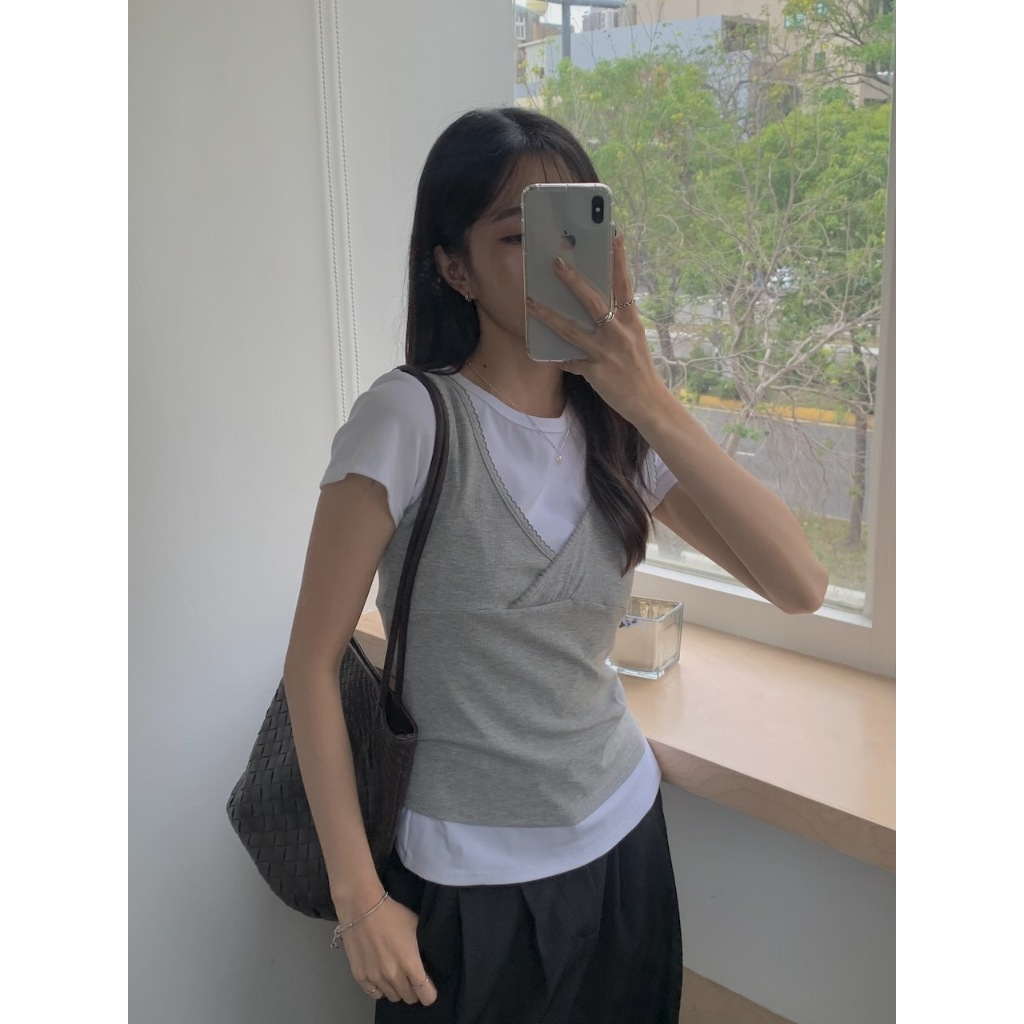 A27 淡人的高級感 灰調疊搭背心 #8507