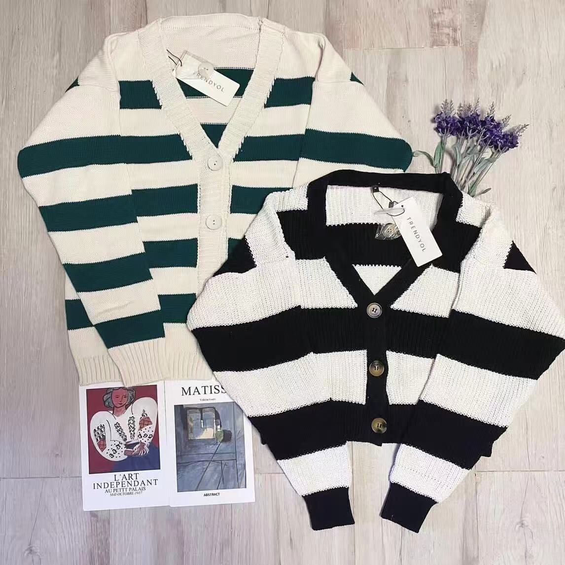 TRENDYOL STRIPED KNITWEAR CARDIGAN