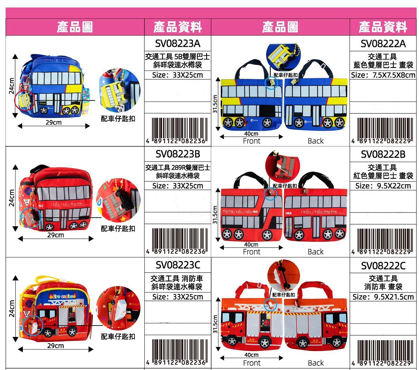 香港交通工具小袋系列