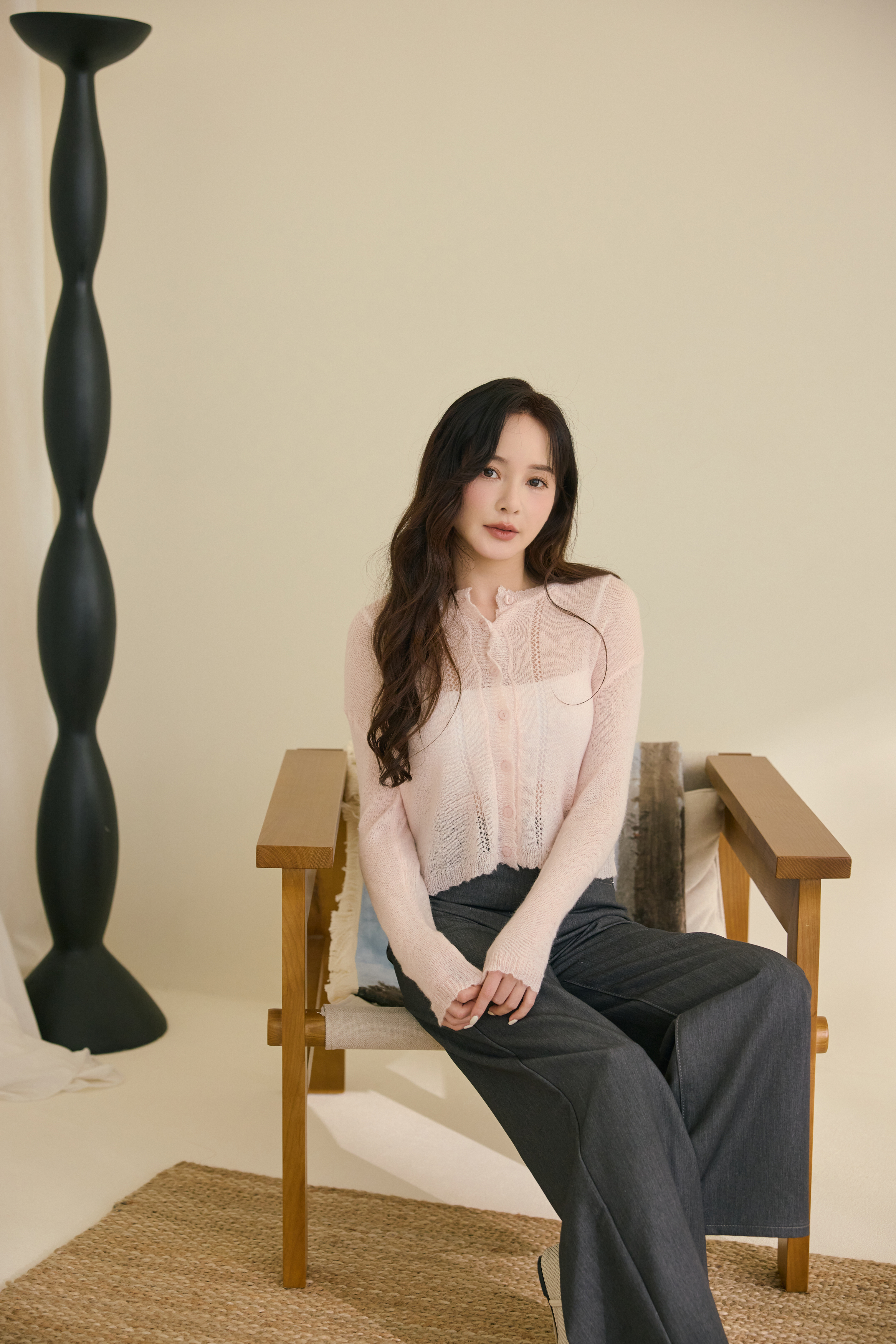 簡約針織上衣（櫻花粉）