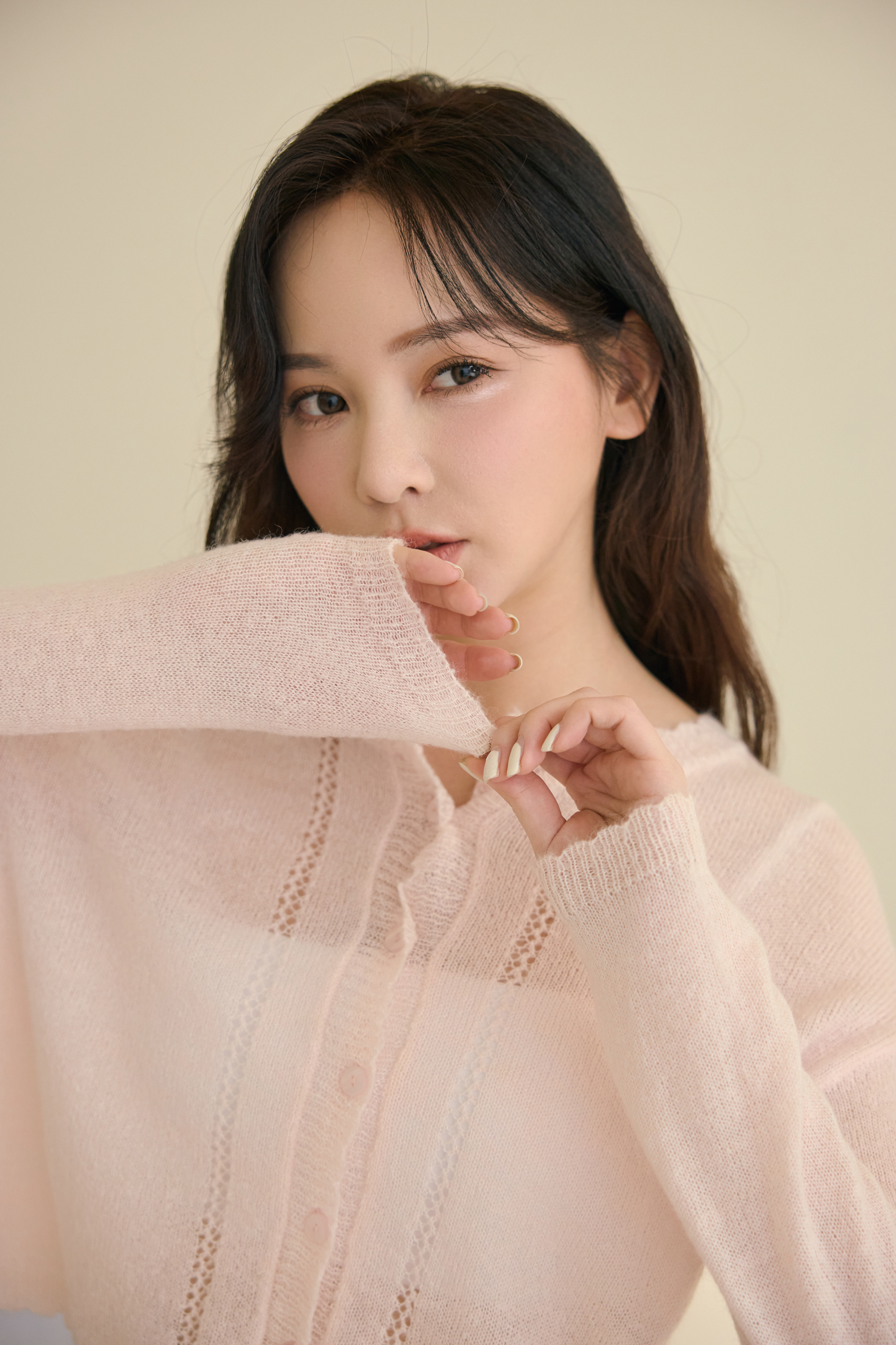 簡約針織上衣（櫻花粉）