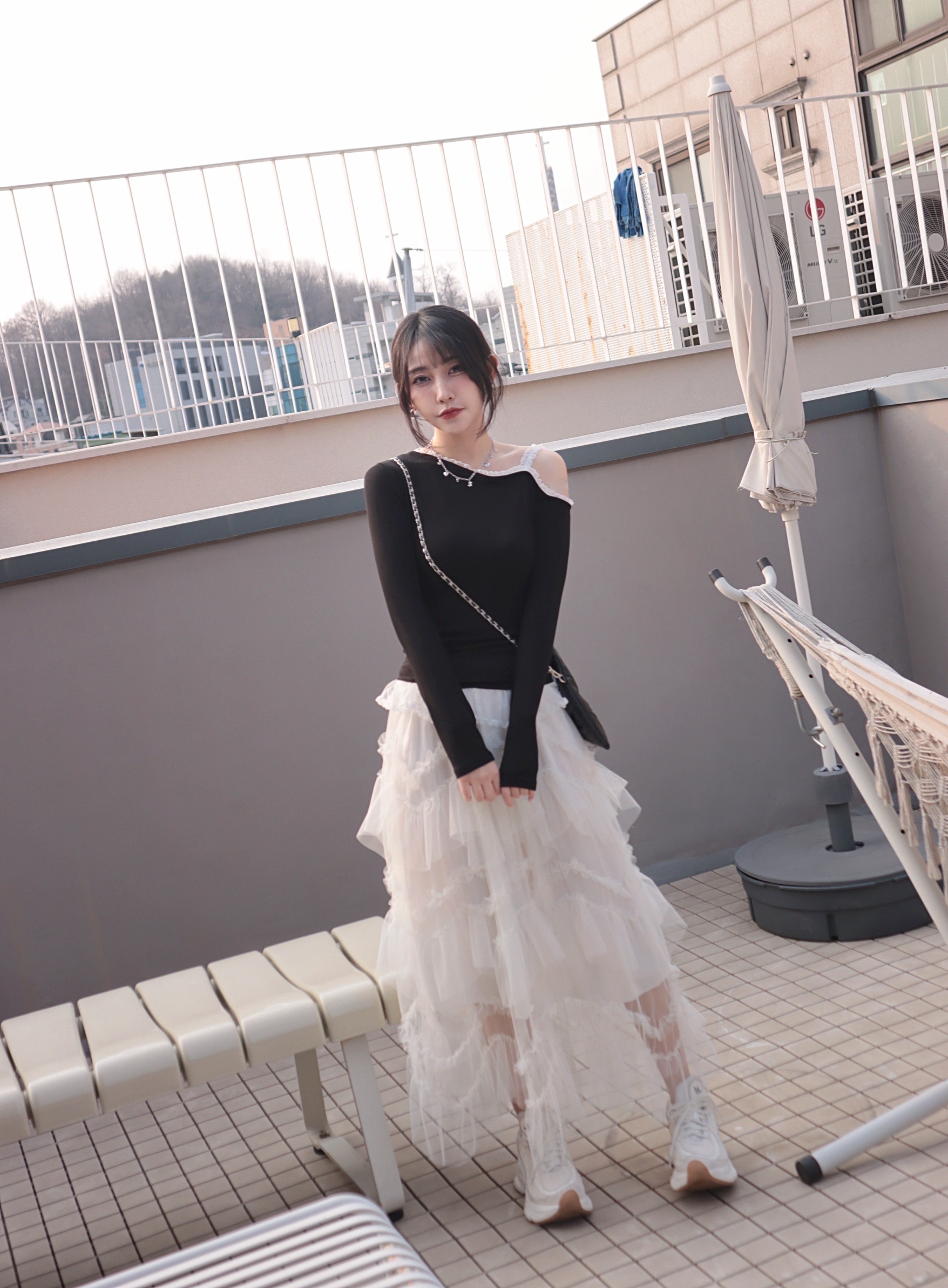 Mar6113 本期推薦! 設計師款 高級垂墜多層次法式長紗裙