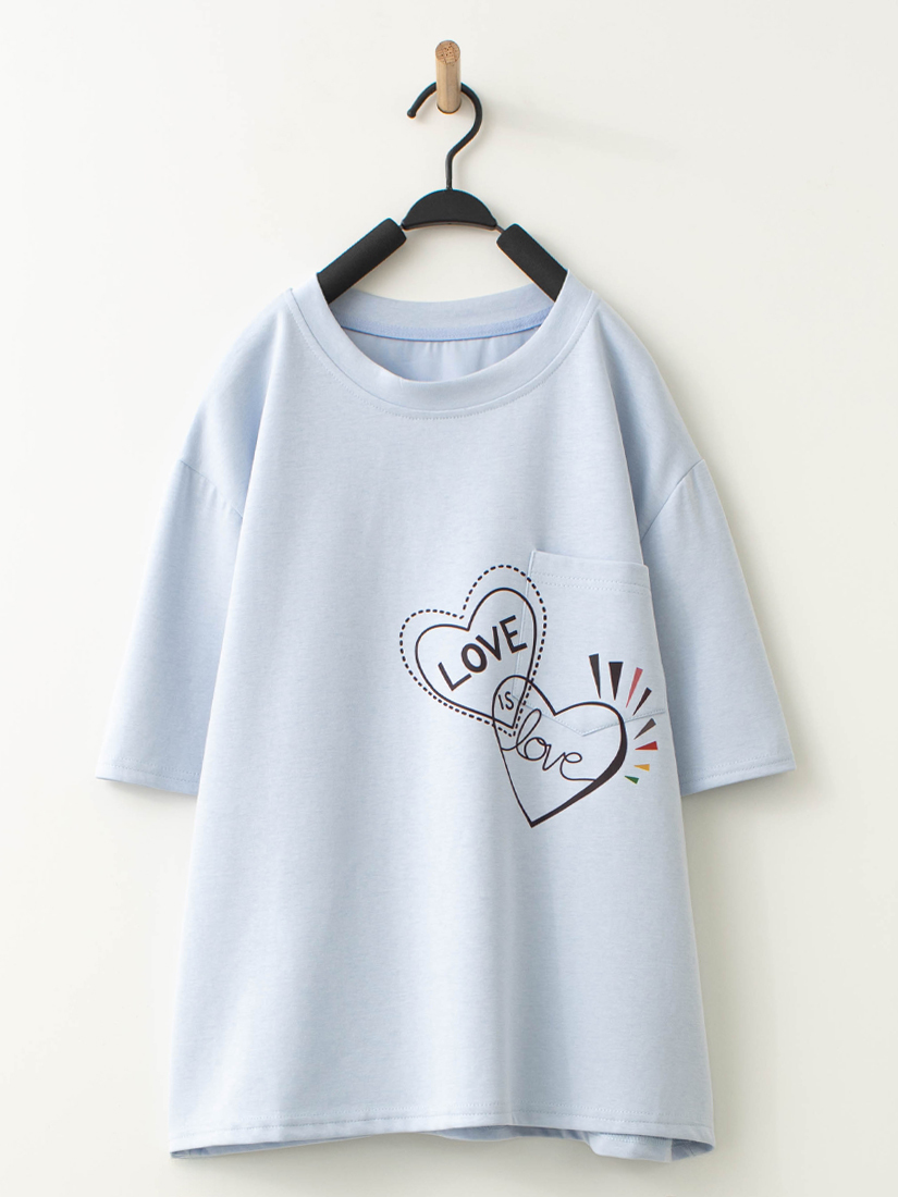 甜蜜愛心口袋印花上衣