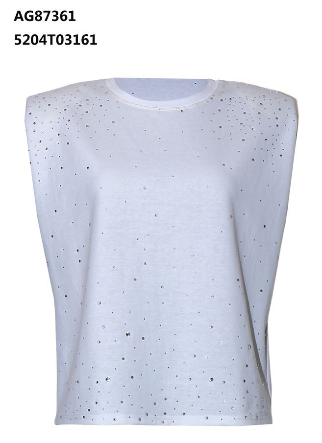 A29 ANOTHER ONE 純色閃石短身上衣 - 白色｜5204T03161