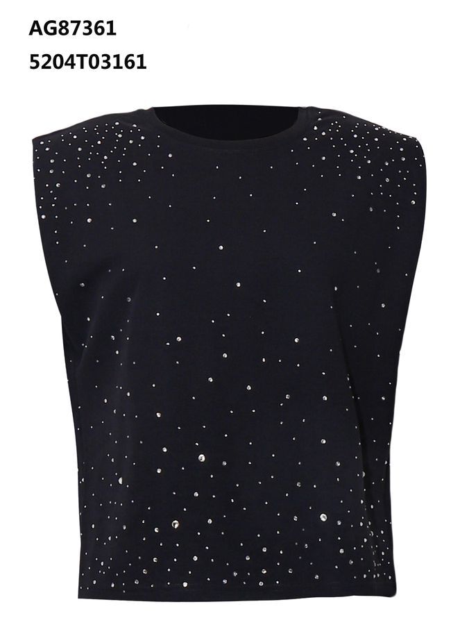 A30 ANOTHER ONE 純色閃石短身上衣 - 黑色｜5204T03161