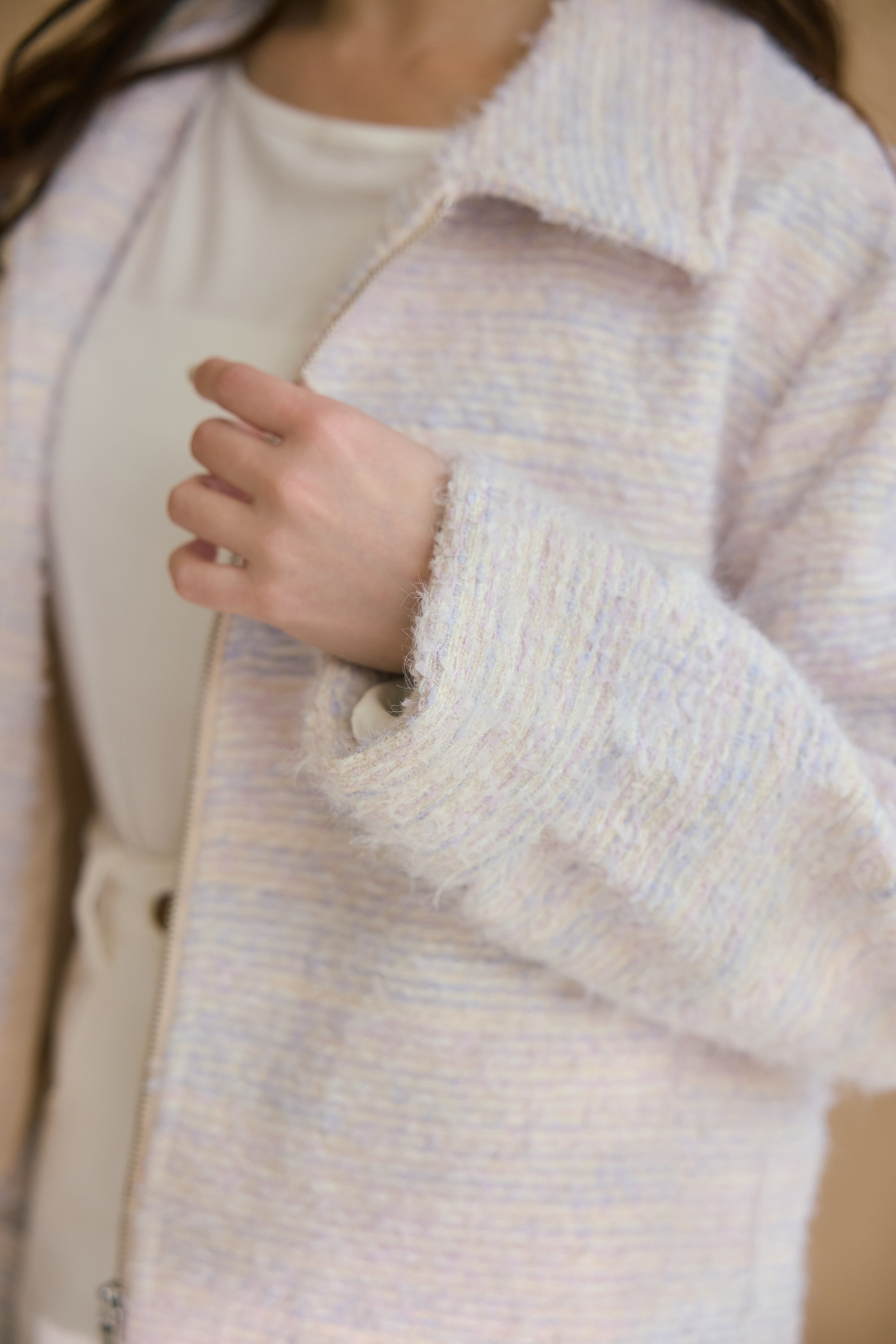 絕美粉紫羊毛毛呢外套(30%羊毛)