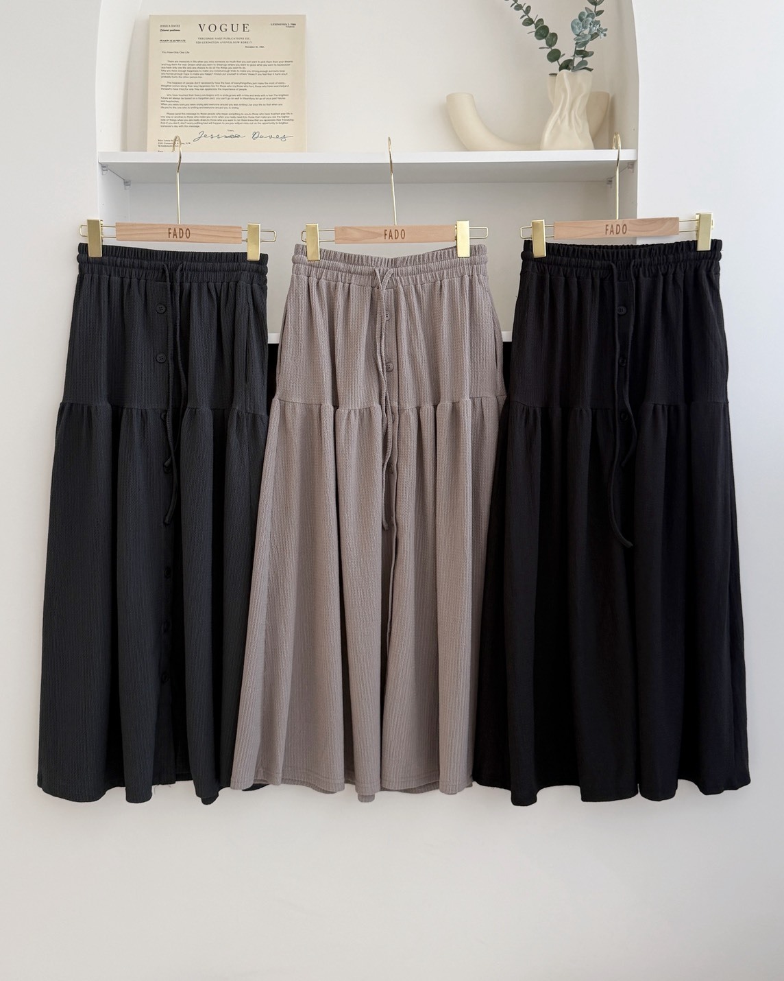 法朵Fado shop｜排扣抽繩傘擺長裙4745002 三色