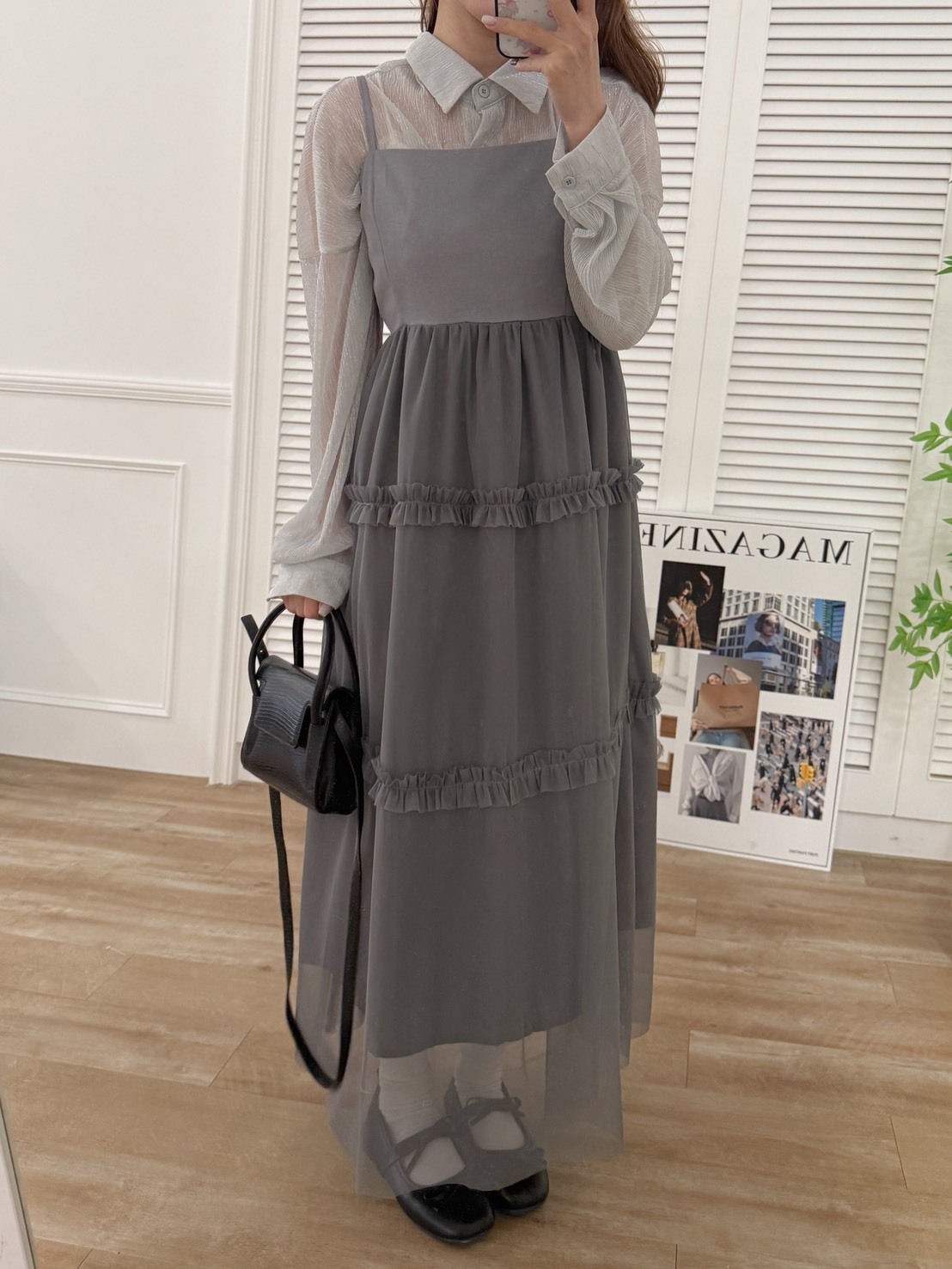 法朵Fado shop｜拼接網紗細肩洋裝 6765002 三色