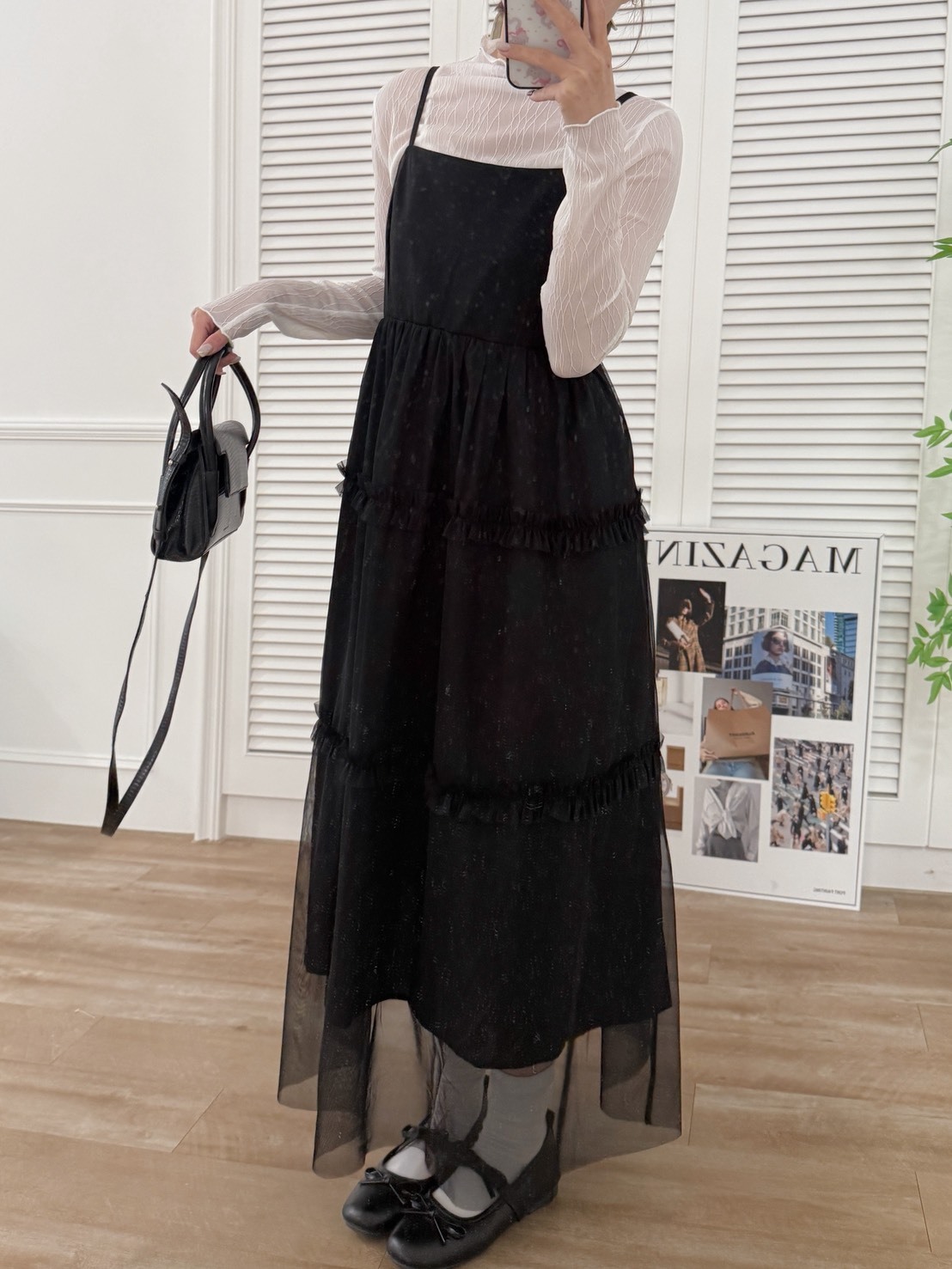 法朵Fado shop｜拼接網紗細肩洋裝 6765002 三色