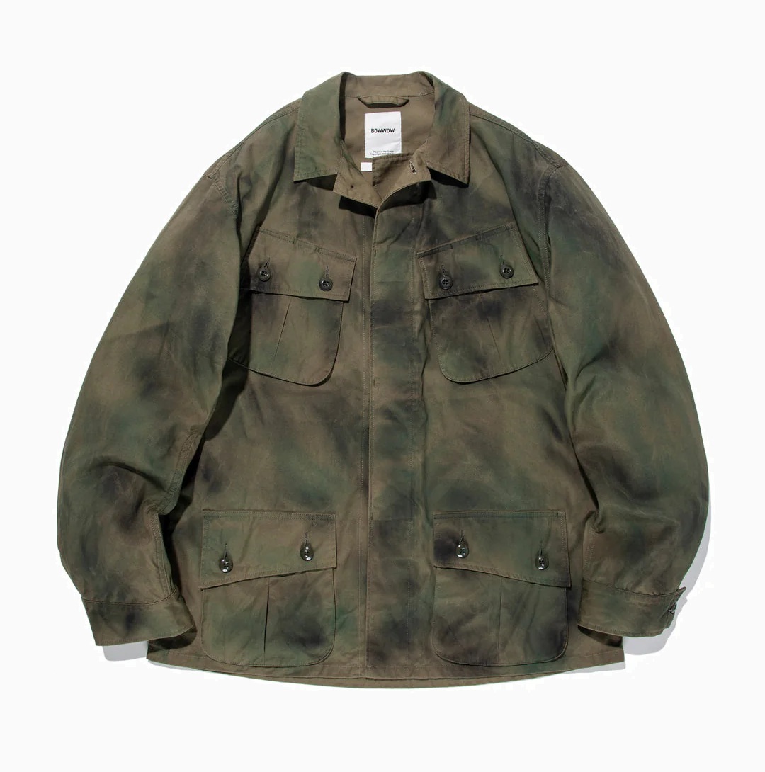LAST PCS RE-STOCK: BOWWOW JUNGLE FATIGUE JACKET SPRAY CAMO - OLIVE PRE ORDER ITEM (預訂中)
