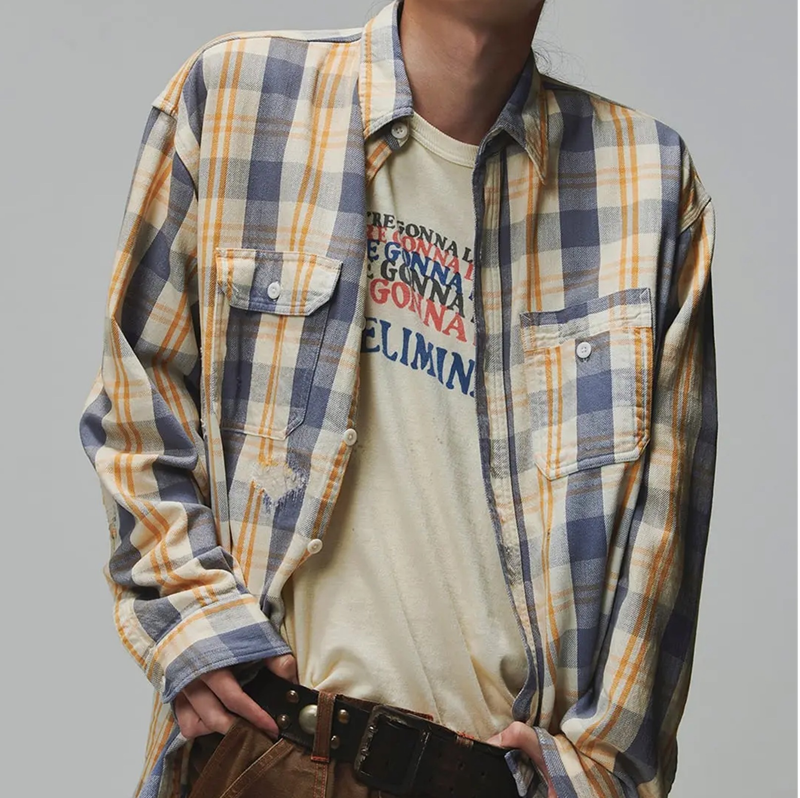 BOWWOW 2026 UNIQUE POCKET CHECKED FLANNEL SHIRT AGED - PRE ORDER ITEM (預訂中)
