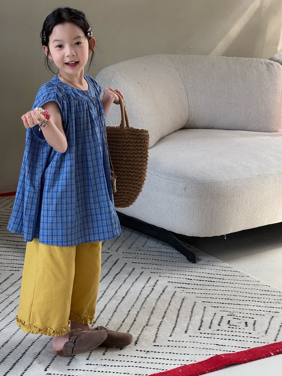 日系花邊木耳九分寬褲