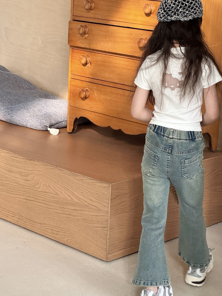 復古刷色牛仔喇叭褲