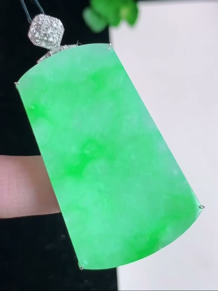 翡翠飄綠無事牌,天然翡翠A玉, 緬甸玉, Jade, Jadeite