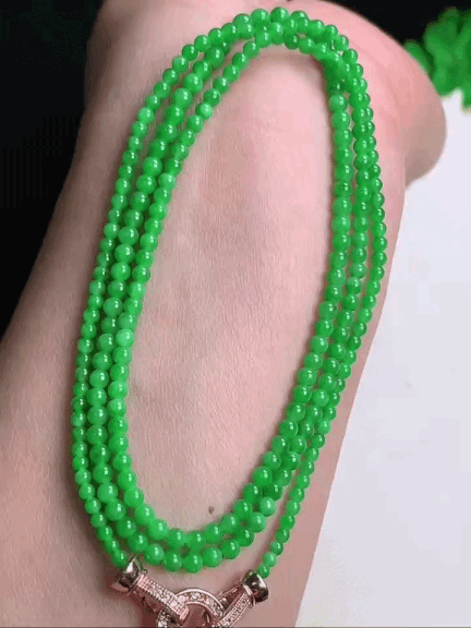 37752 翡翠飄綠米珠珠鏈 (2.4-3.4mm直徑)