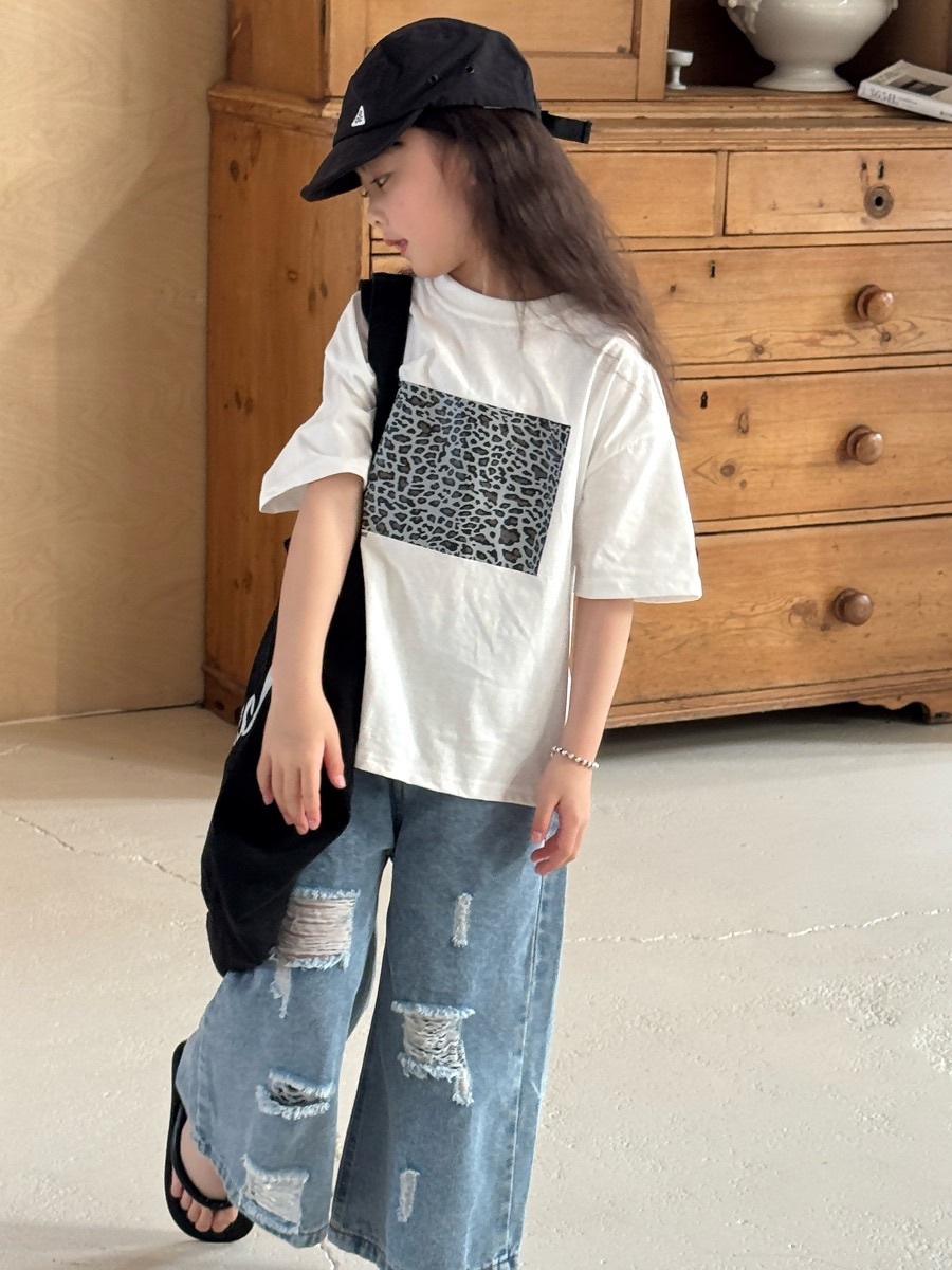 刷破牛仔九分寬褲