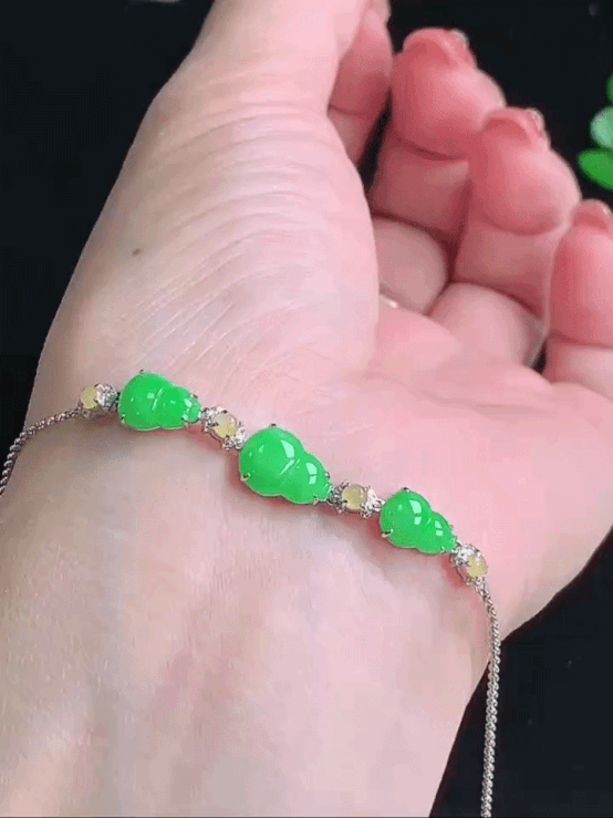 37754 翡翠冰晴綠葫蘆手鏈