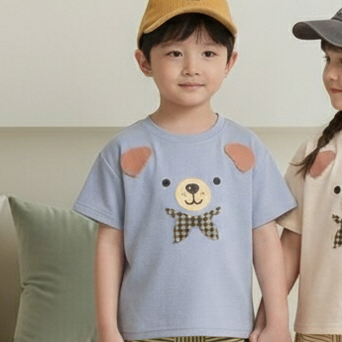 正韓夏Orangemom 兩色領巾熊透氣上衣