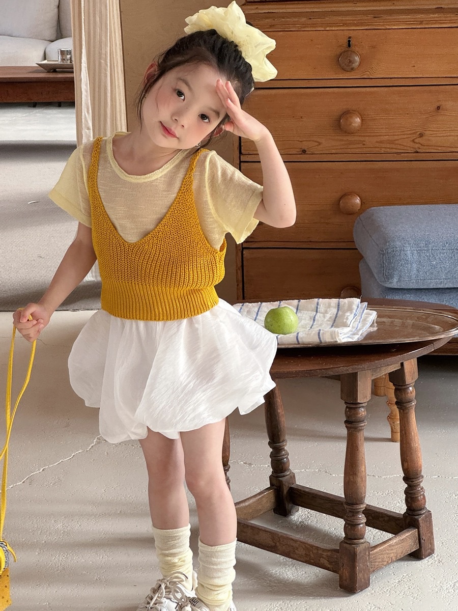 冰絲感兩件式上衣/澎澎泡泡裙