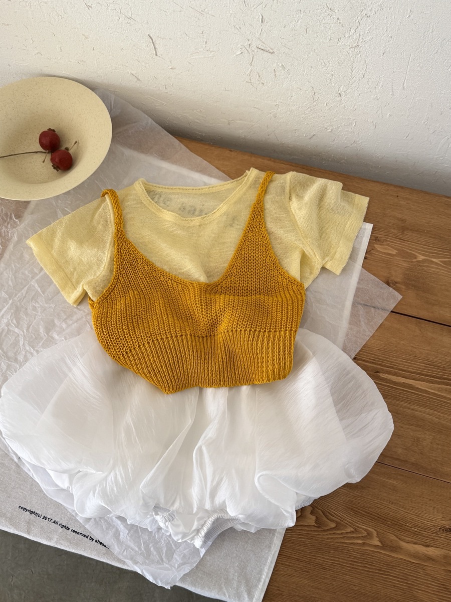 冰絲感兩件式上衣/澎澎泡泡裙