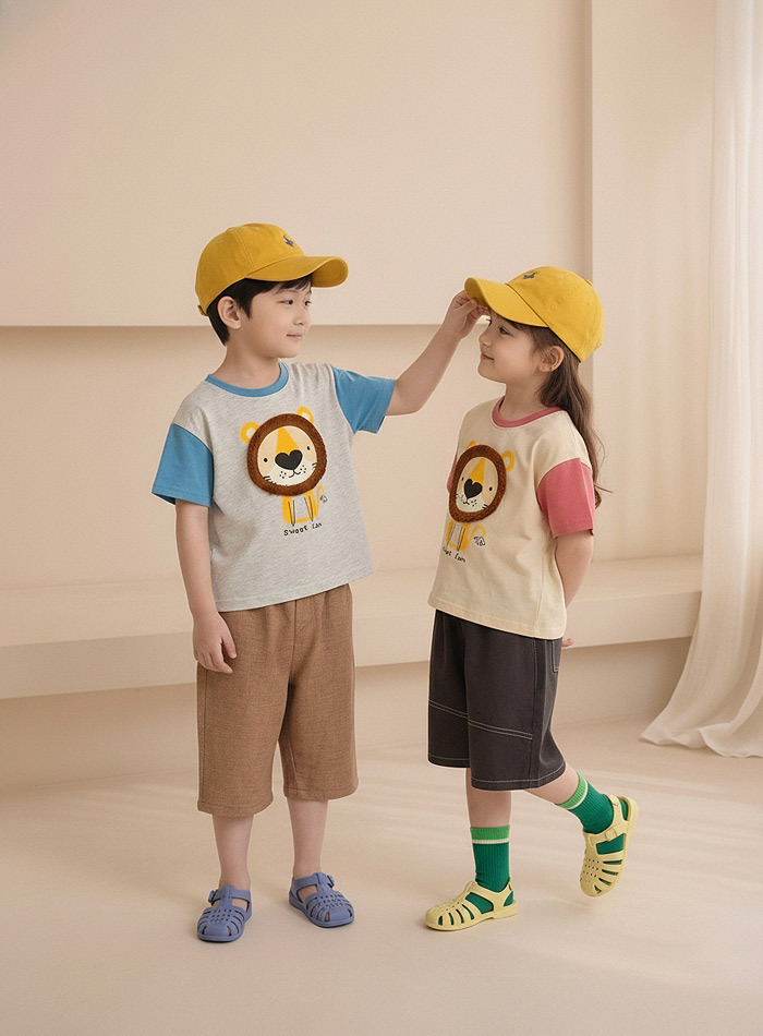 正韓夏Orangemom 兩色毛線獅子上衣