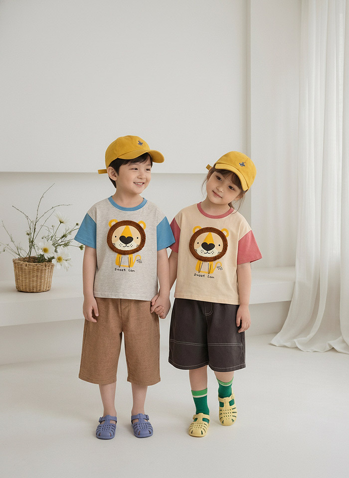 正韓夏Orangemom 兩色毛線獅子上衣