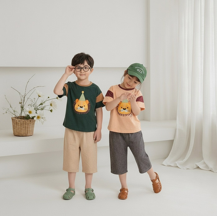 正韓夏Orangemom 兩色派對獅子上衣