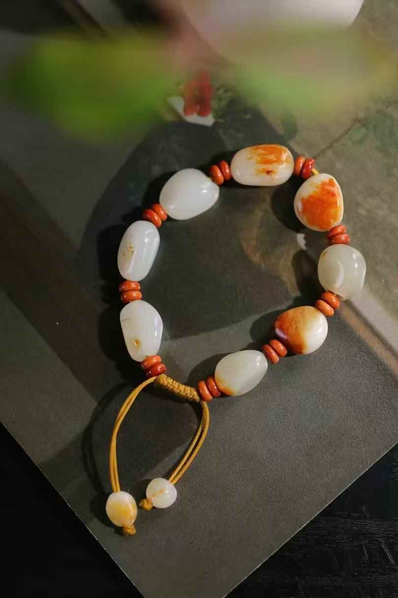 和田玉籽料手串,天然和田玉軟玉