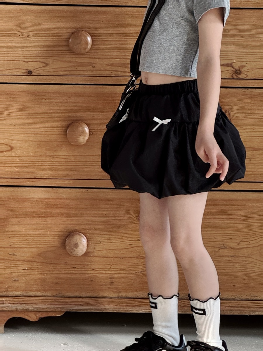 兩色甜美蝴蝶結花苞裙