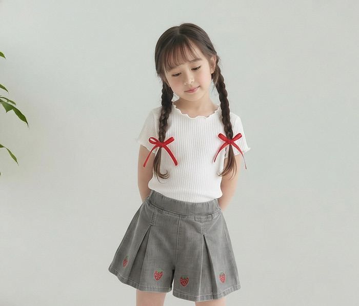 正韓夏Orangemom  三色草莓百褶短褲