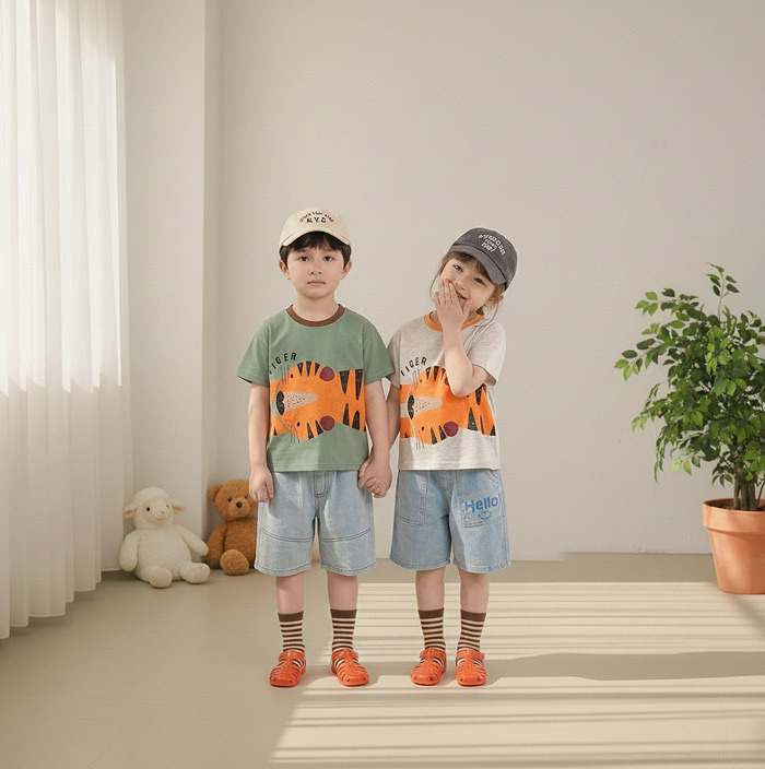 正韓夏Orangemom  哈囉微笑牛仔短褲