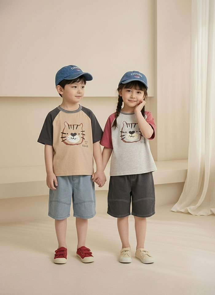 正韓夏Orangemom 兩色縫線牛仔短褲