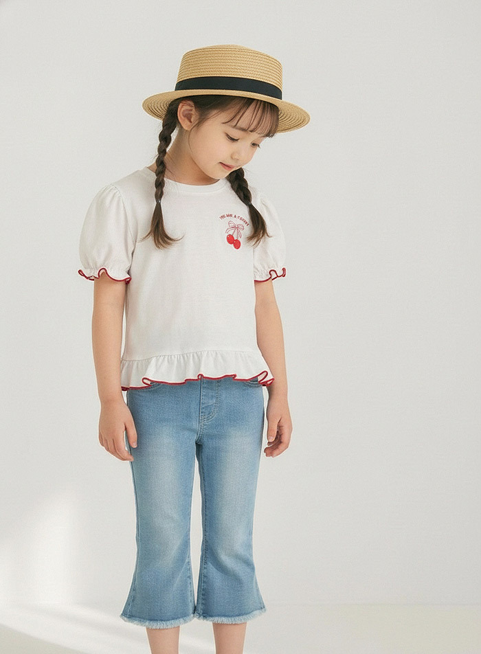 正韓夏Orangemom 三色櫻桃捲邊上衣