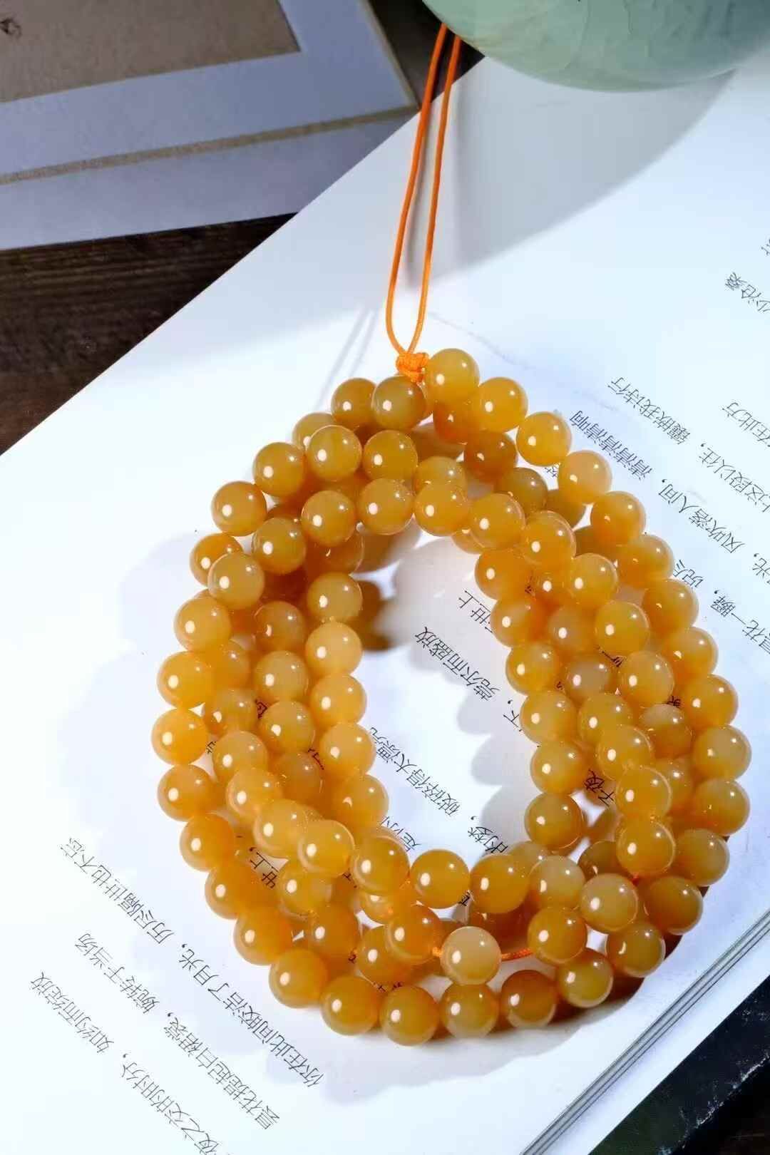 37727 和田玉蜜糖手鏈項鏈兩用款 (8mm直徑)