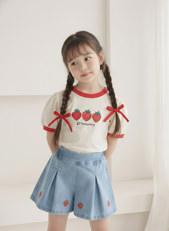 正韓夏Orangemom 兩色草莓娃娃袖上衣