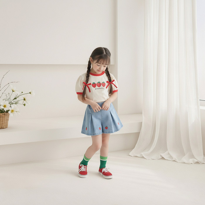 正韓夏Orangemom 兩色草莓娃娃袖上衣