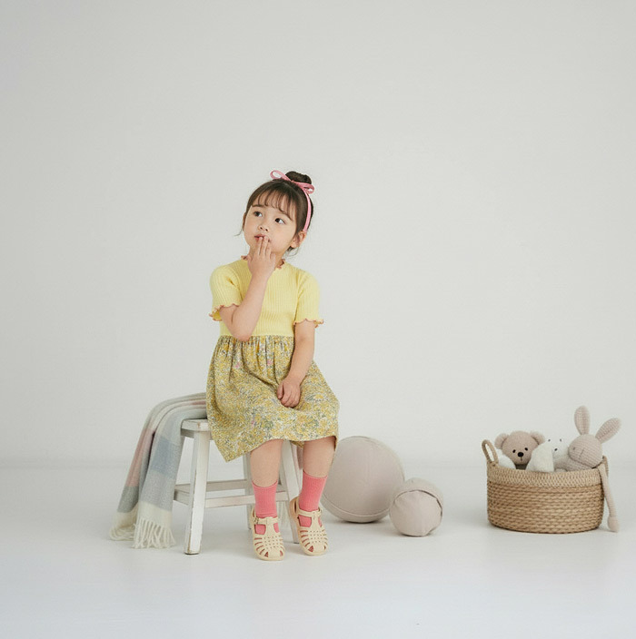 正韓夏Orangemom 兩色夏季碎花捲邊洋裝