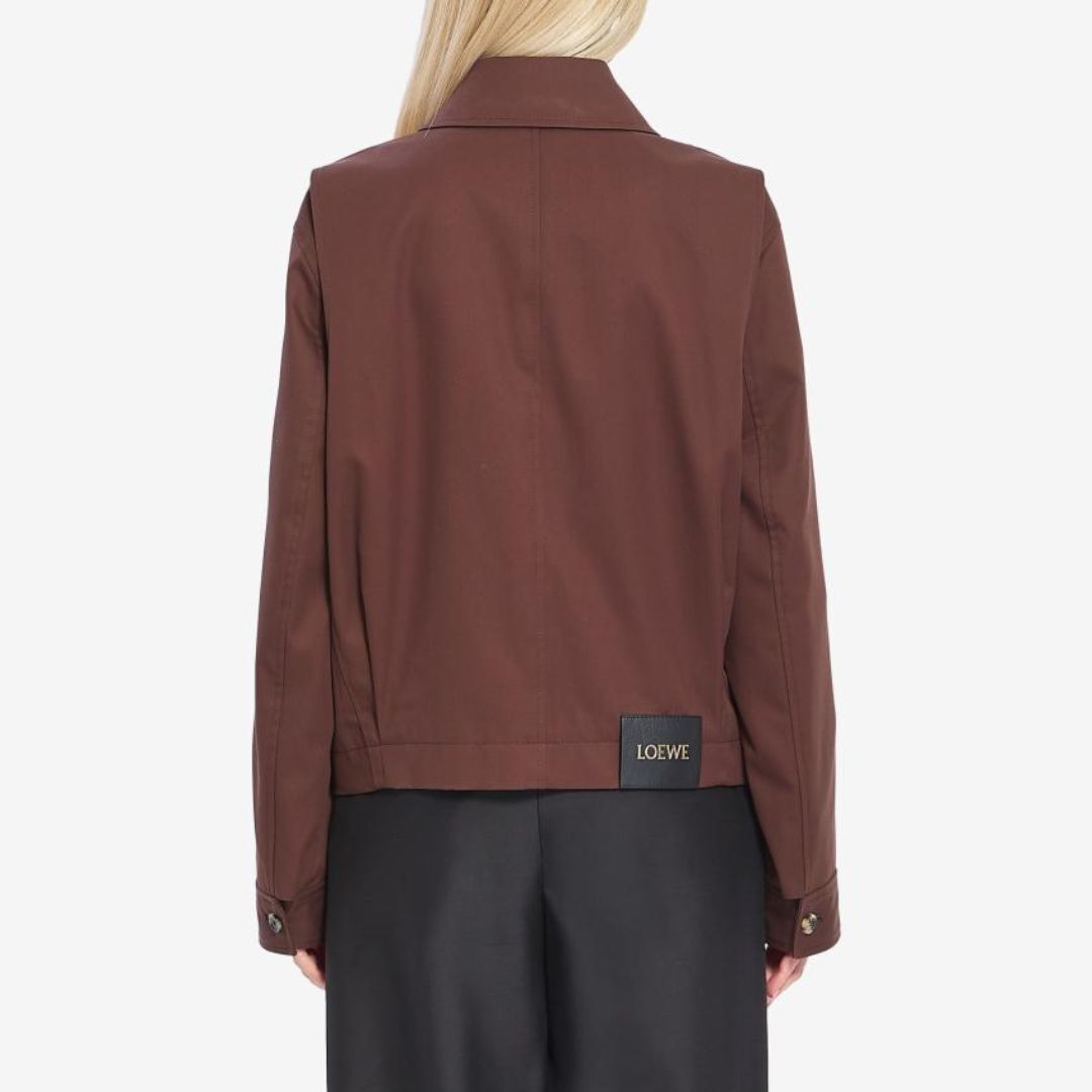 1DA0313-097 [LOEWE] Women's Cotton And Silk Belted Jacket Brown #S540Y02XCA5539 (BR)