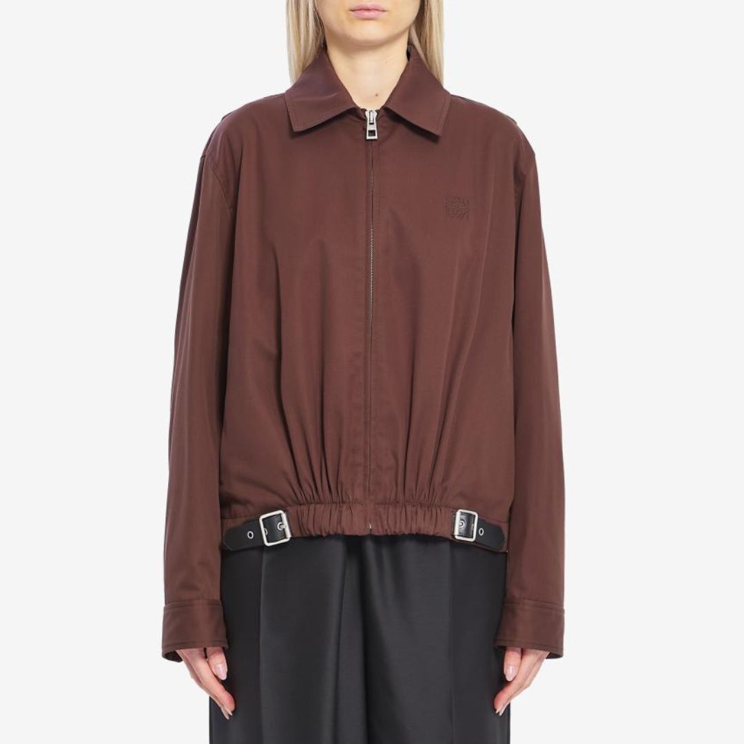 1DA0313-097 [LOEWE] Women's Cotton And Silk Belted Jacket Brown #S540Y02XCA5539 (BR)