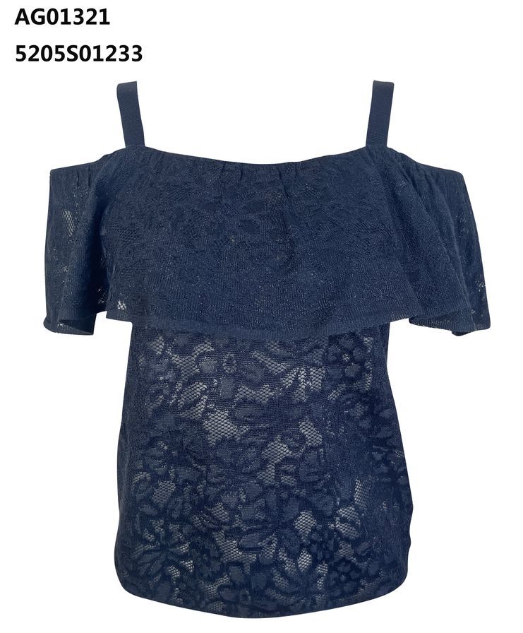 A39 ANOTHER ONE 蕾絲花紋吊帶露肩上衣 - 黑色｜5205S01233