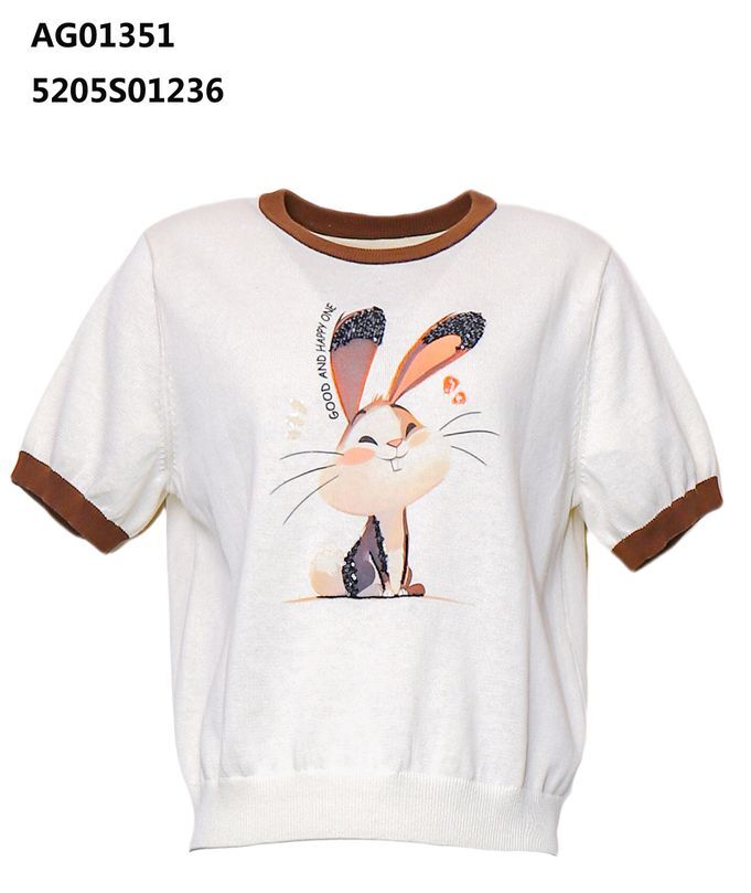 A43 ANOTHER ONE 奶白色圓領兔仔針織上衣｜5205S01236