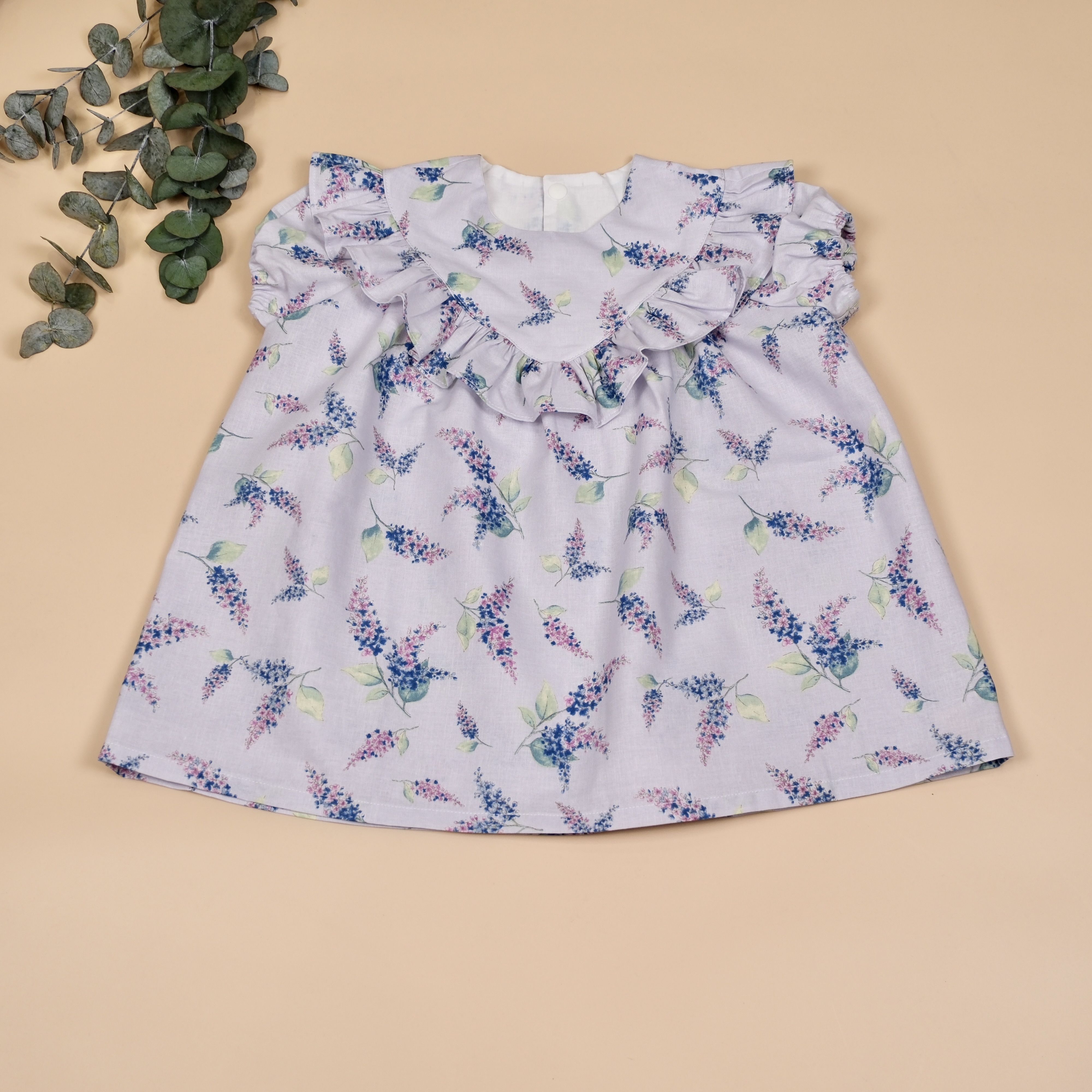 Brise Douce 花瓣領洋裝｜紫丁香 ｜手作女童短袖洋裝