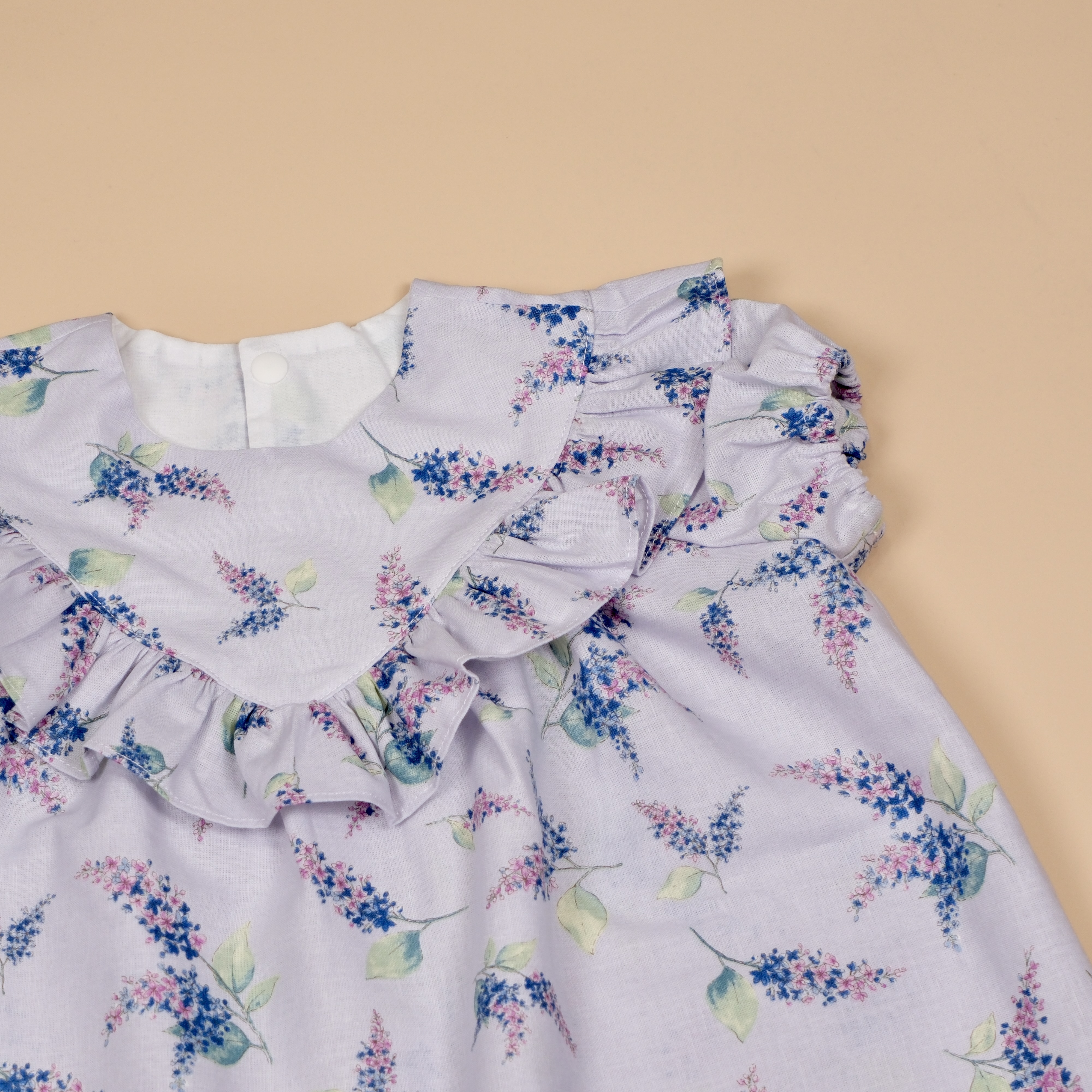 Brise Douce 花瓣領洋裝｜紫丁香 ｜手作女童短袖洋裝