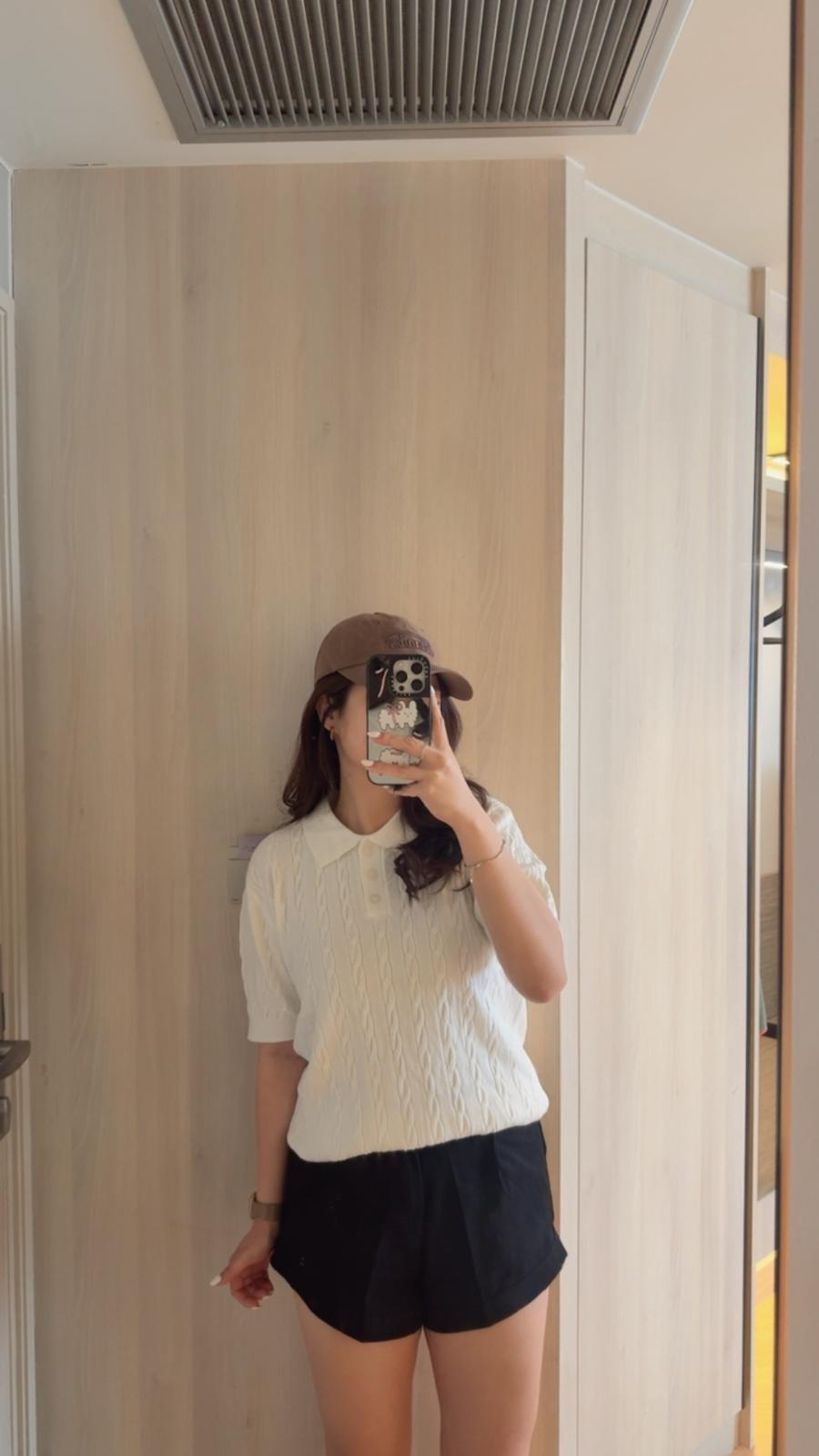 琥珀鈕棉麻短褲