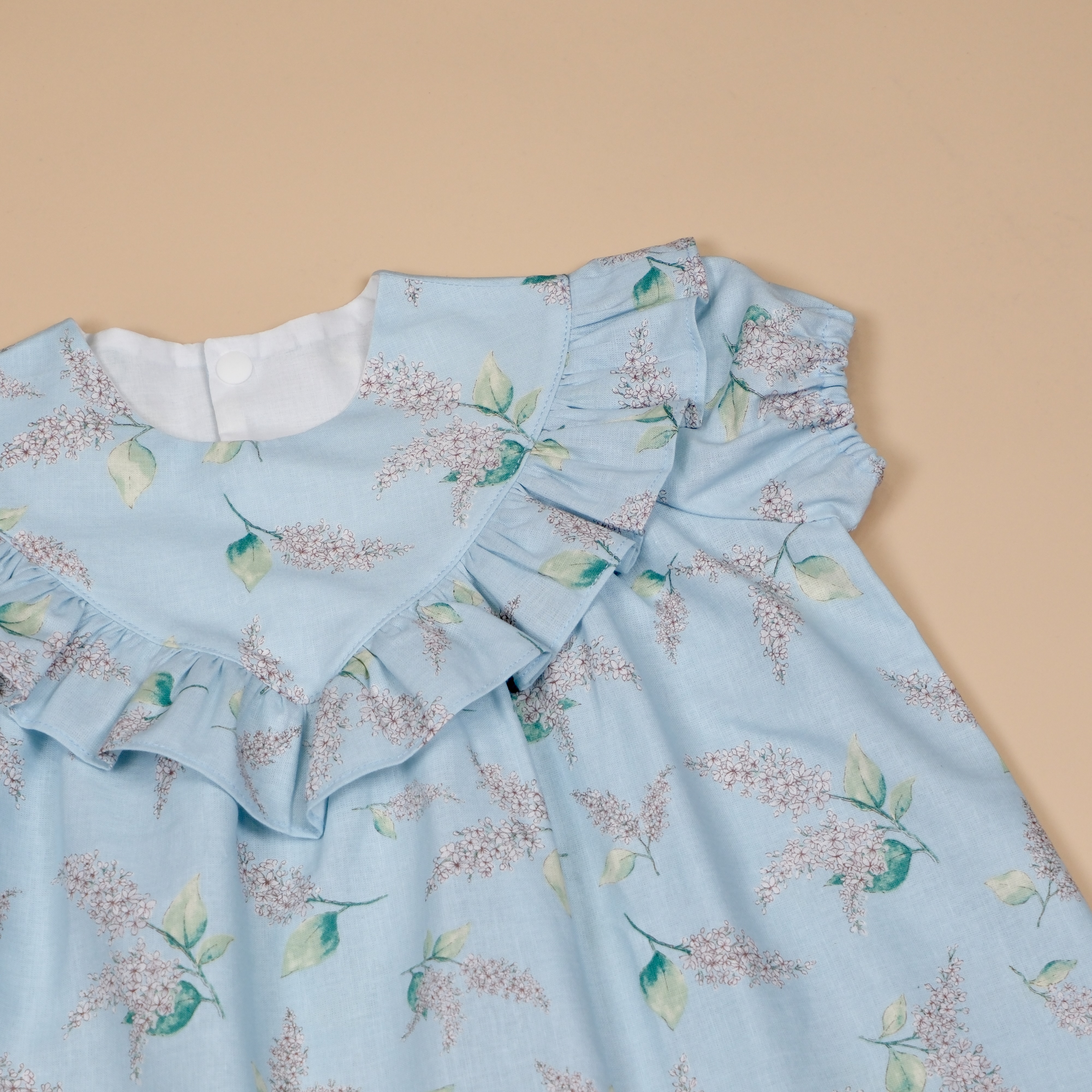 Brise Douce 花瓣領洋裝｜天藍丁香 ｜手作女童短袖洋裝